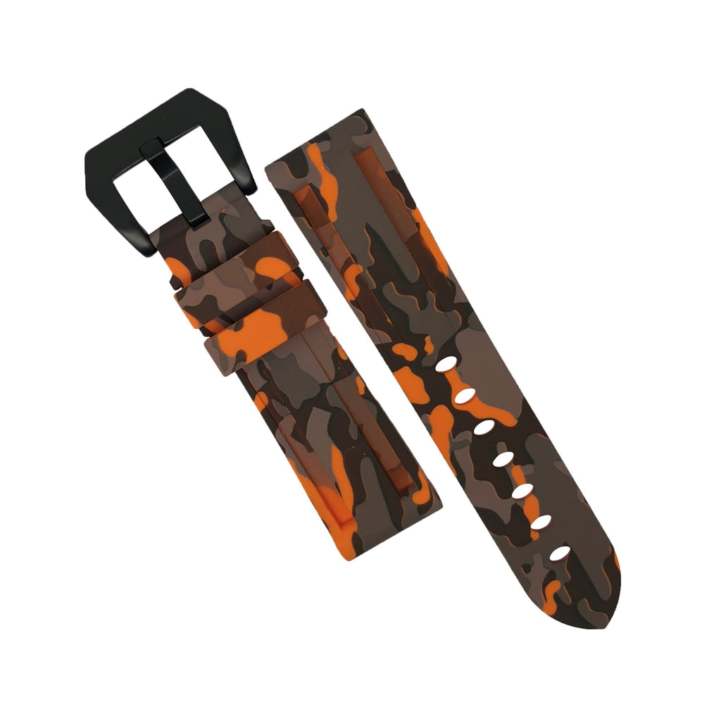 V3 Rubber Strap in Orange Camo with Pre-V PVD Black Buckle (22mm)