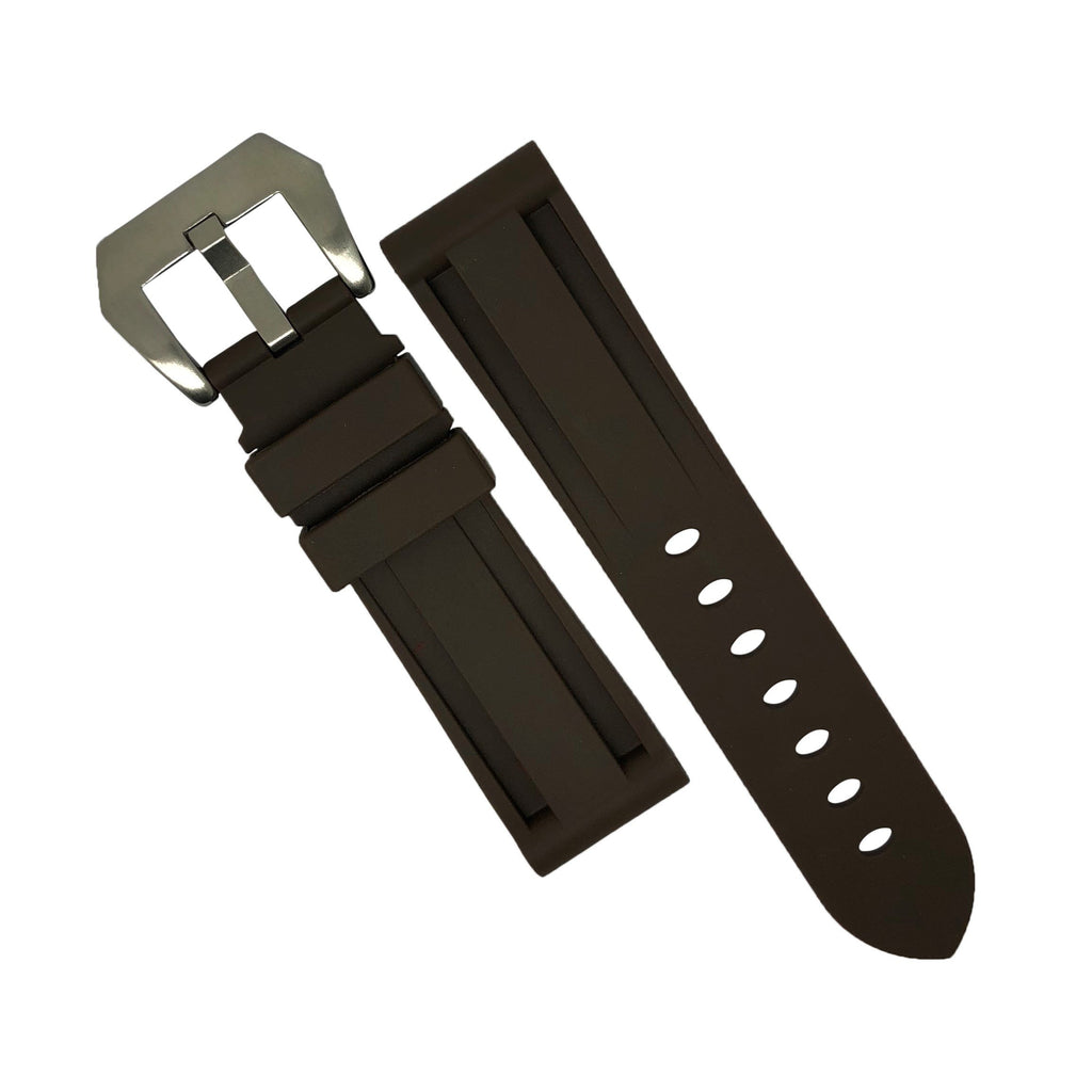 V3 Rubber Strap in Brown with Pre-V Silver Buckle (22mm)