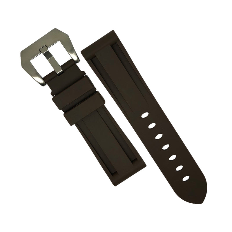 V3 Rubber Strap in Brown with Pre-V Silver Buckle (24mm)