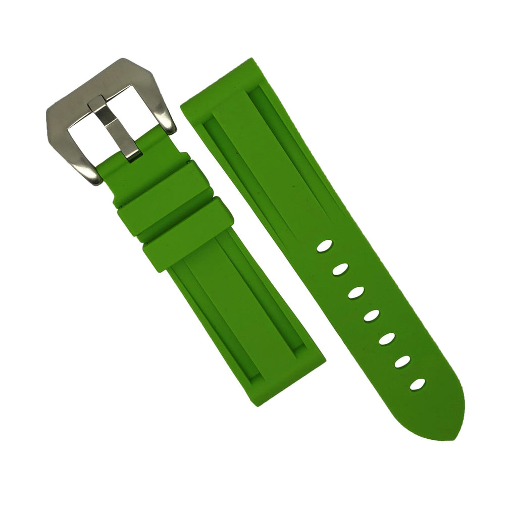 V3 Rubber Strap in Green with Pre-V Silver Buckle (22mm)