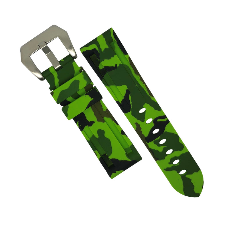 V3 Rubber Strap in Green Camo with Pre-V Silver Buckle (24mm)