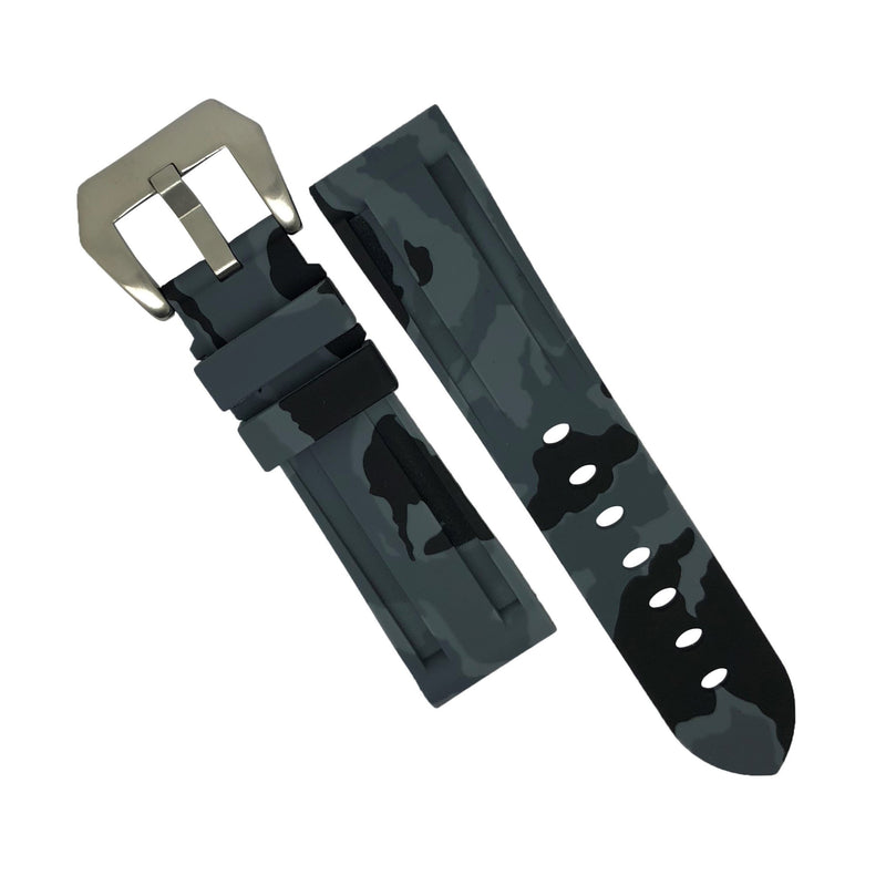 V3 Rubber Strap in Grey Camo with Pre-V Silver Buckle (24mm)