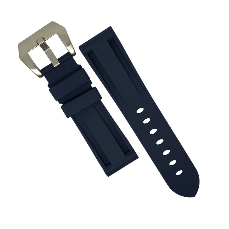V3 Rubber Strap in Navy with Pre-V Silver Buckle (24mm)