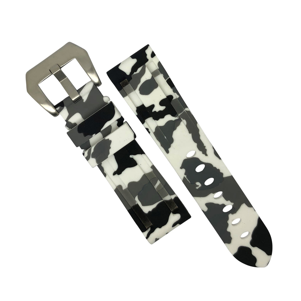 V3 Silicone Strap in White Camo with Pre-V Silver Buckle (22mm)